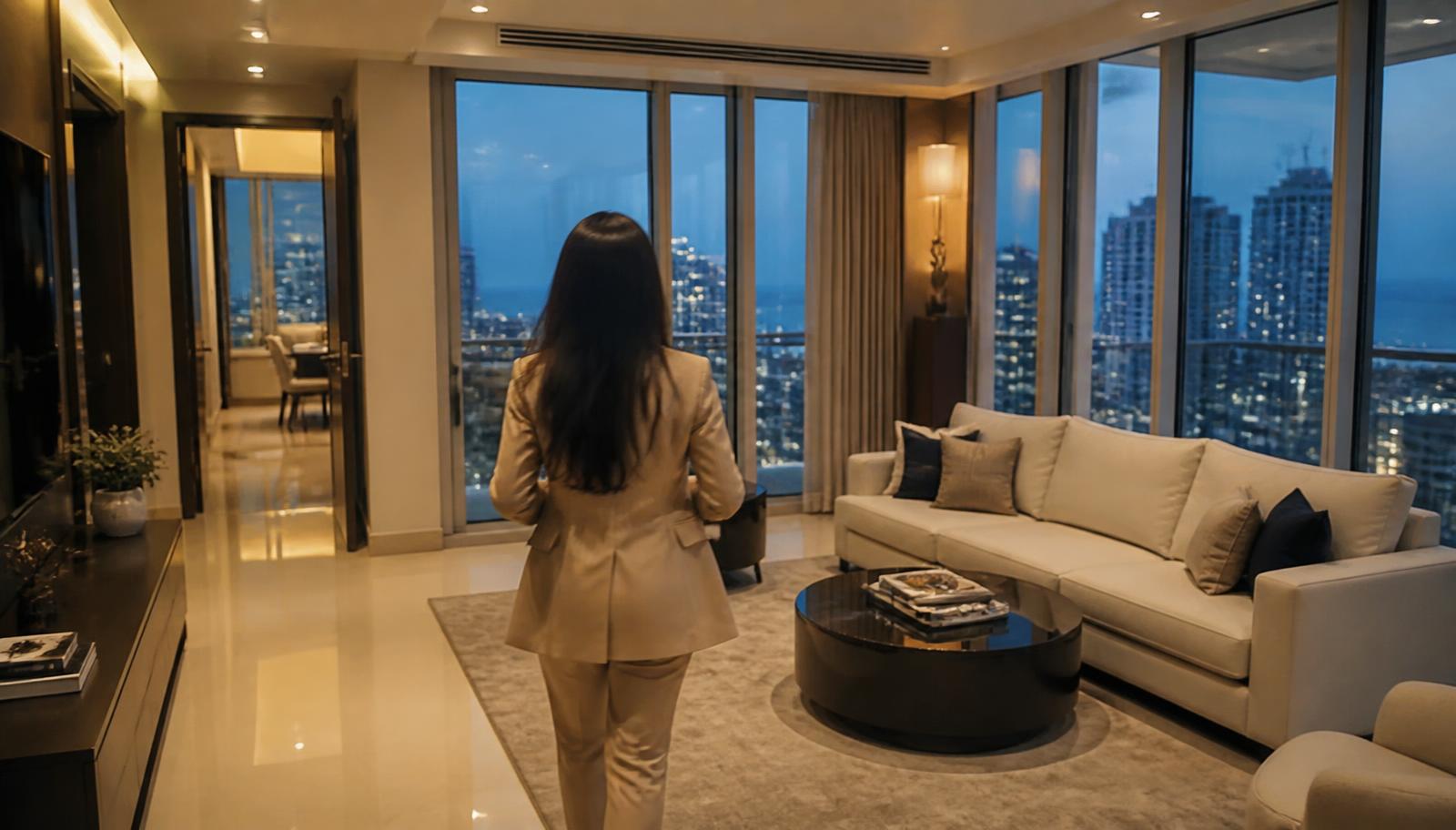 Real estate walkthrough being filmed in a luxury Mumbai apartment — Architectural Walkthrough Video in Chembur, Mumbai