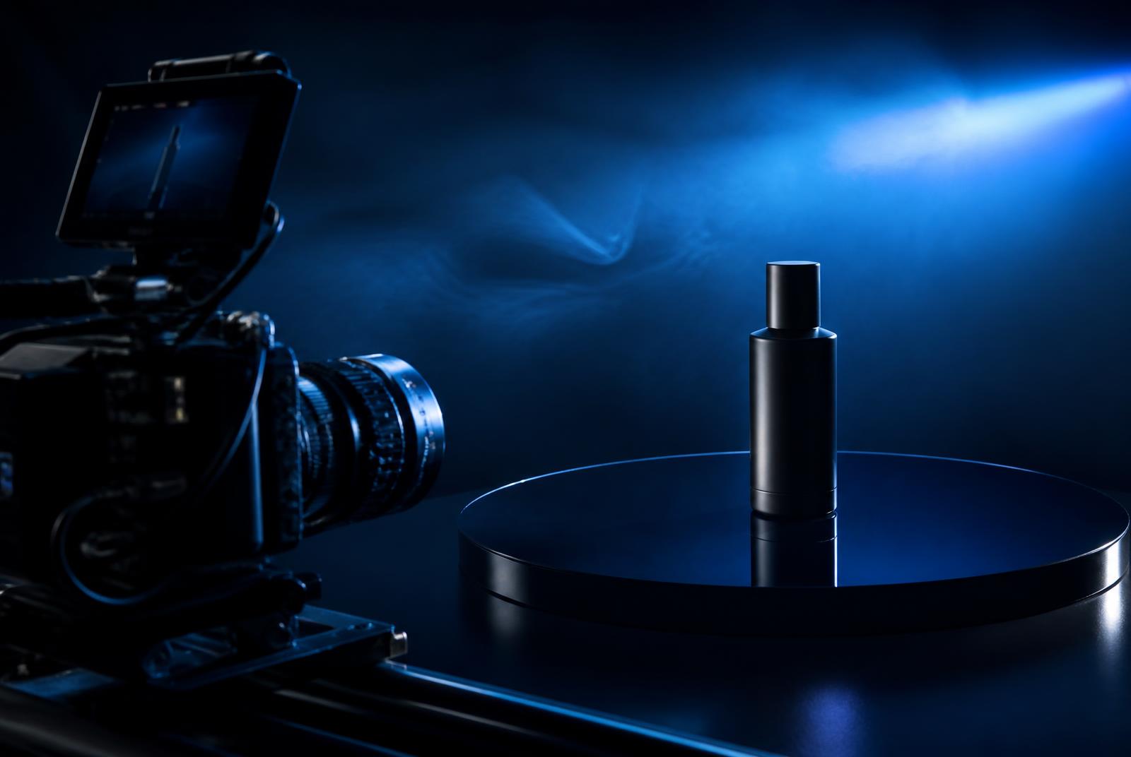 Macro cinema camera on a motion control slider shooting an unbranded product — Ecommerce and D2C video production in Mumbai