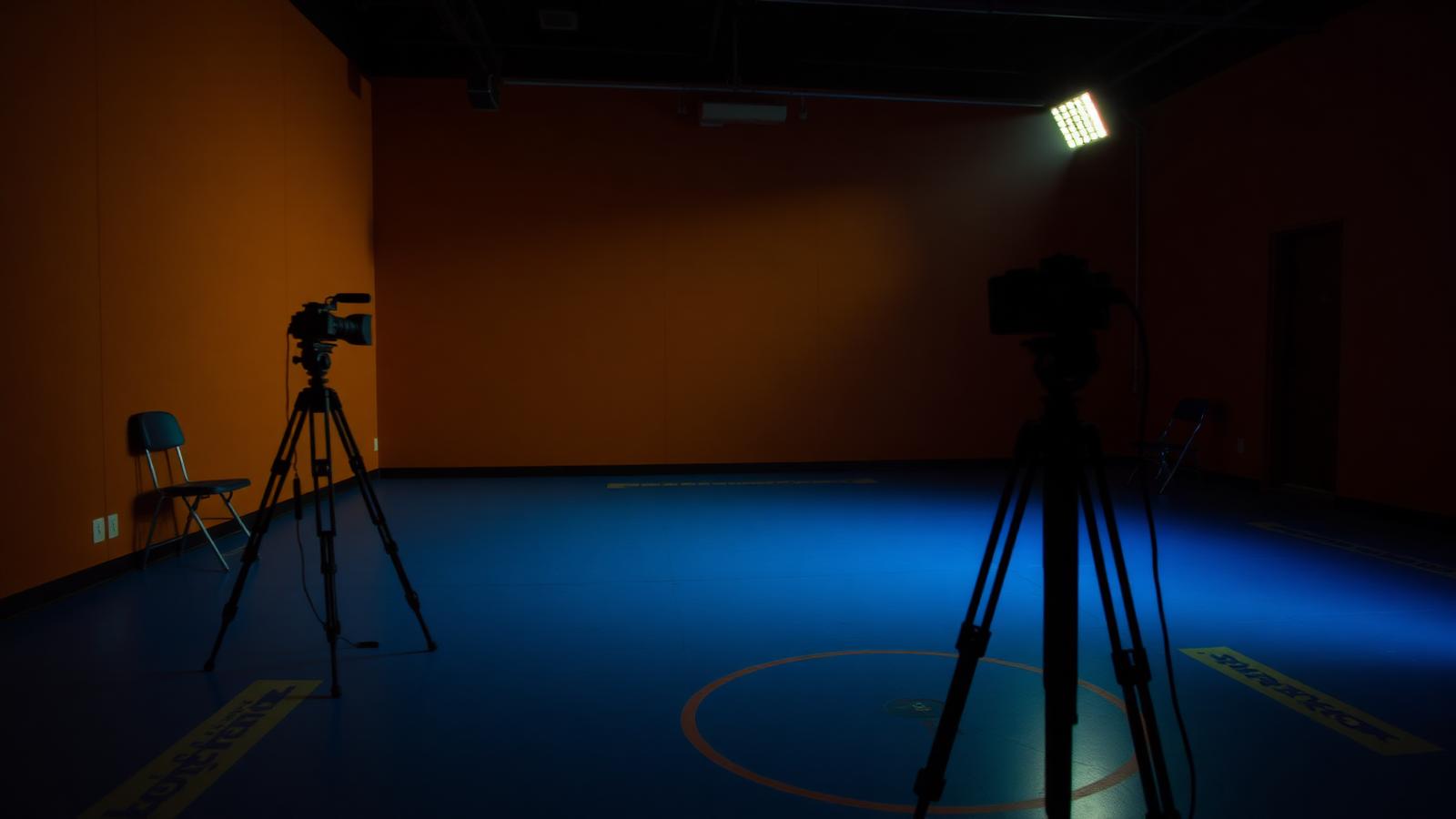 Casting and audition room with a locked-off camera and marked floor — Video Scriptwriting Services in Borivali, Mumbai