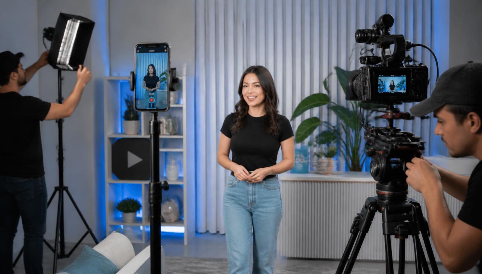 Vertical social video shoot with a presenter and two cameras — Digital Ad Film Production in Mumbai
