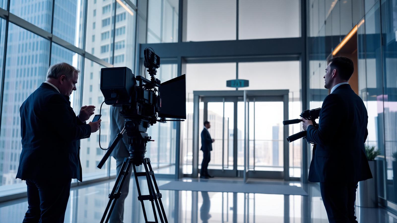 Camera crew filming inside a modern Powai technology campus — Startups video production in Mumbai