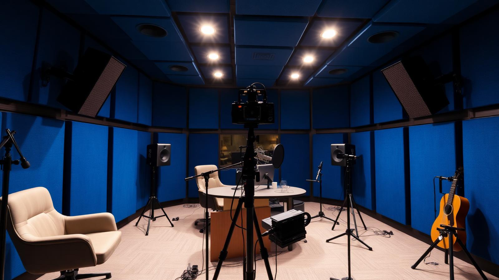 Podcast studio with acoustic panels, microphones and a multi-camera setup — Digital Ad Film Production in Mumbai